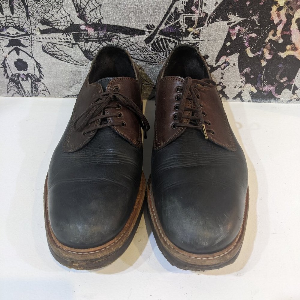 MENS HUDSON LONDON BROWN LEATHER OXFORD LACE UP SHOES SIZE 43 / 10